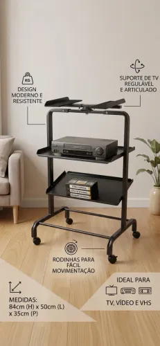 Rack de ferro para tv/vídeo/fitas vhs
