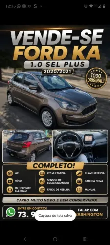 Ford KA 1.0 Se/se Plus Tivct Flex 5P 2021