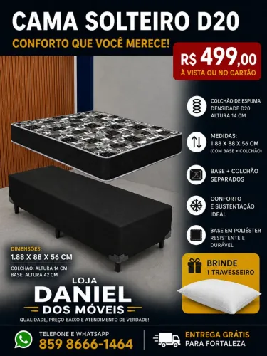 Cama solteiro D20 _ Brinde travesseiro!
