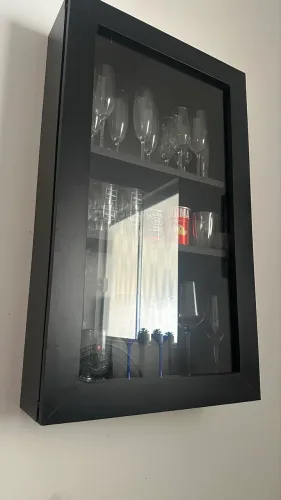 Cristaleira Peq Suspensa Parede Adega Bar Sala Estar Preto