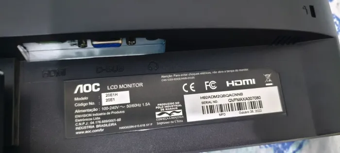 Monitor AOC 20 polegadas com HDMI