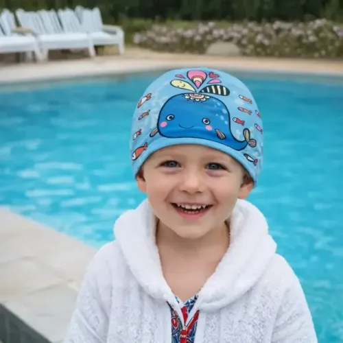touquinha de natação criança tecido liso modelo sport bebê azul único c21037