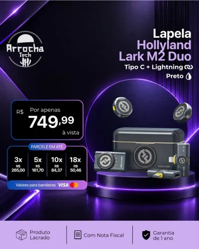 Microfone lapela hollyland lark M2 Duo