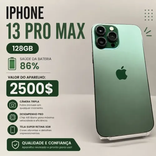 IPHONE 13 PROMAX 128GB BAT 86% SEM MARCAS