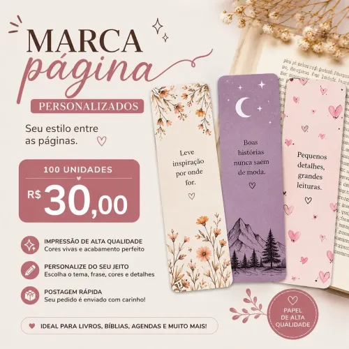100 Marca Páginas Personalizados