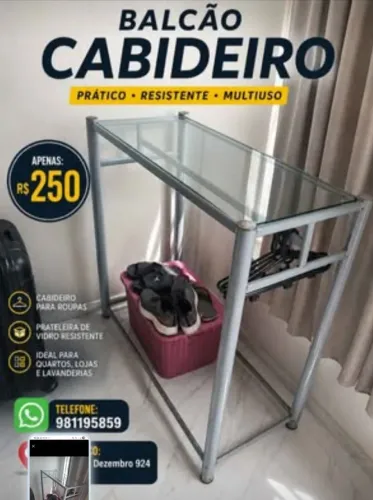 Balcão Cabideiro de vidro