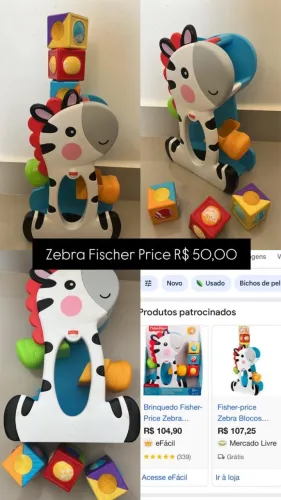 Brinquedo Zebra Fischer Price em excelente conservação