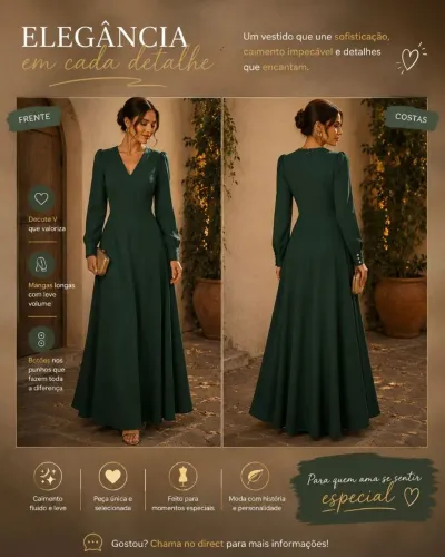 VESTIDO DE FESTA VERDE MUSGO ATEMPORAL