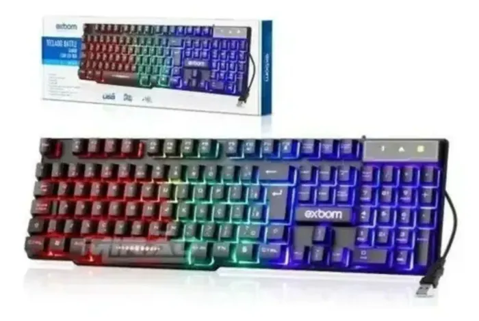 TECLADO GAMER EXBOM RGB LED<br>BK 151C NOVO NA CAIXA <br>