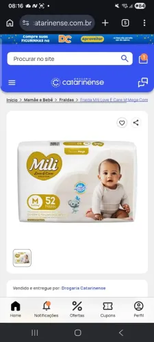 FRALDAS MILI LOVE E CARE M 52 UNIDADES