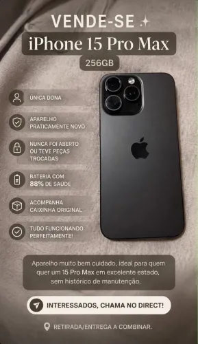 Vendo iPhone 15 Pro Max 257GB preto