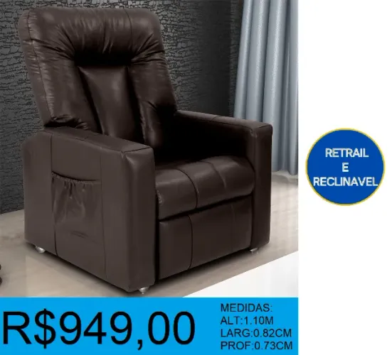 POLTRONA COURINO - RETAIL E RECLINAVEL = PRONTA ENTREGA