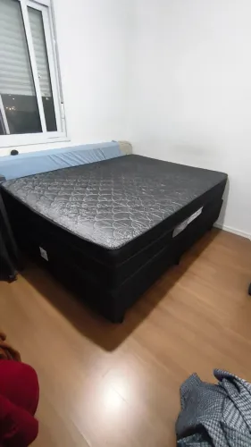 Cama Box Casal + Colchão Portobel De Mola Arezzo Black Light