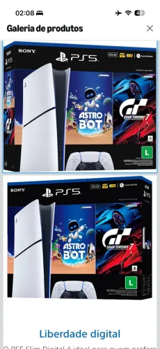 PlayStation5 Slim Digi 825GB | ASTRO BOT Gran Turismo 7 + controle extra