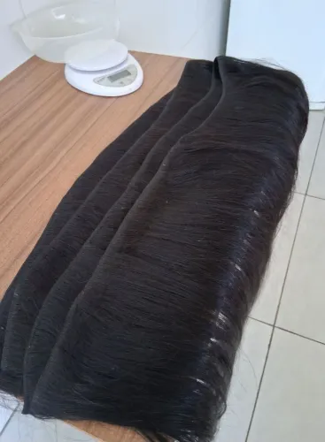 100 gramas cabelo 100% humano na tela 60cm liso