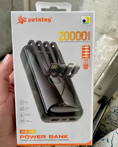 Carregador Portátil Universal 20000mAh Peining Cabos Embutidos Original