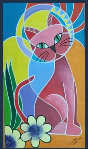 Gato - Acrílica sobre tela - 70cmx40cm