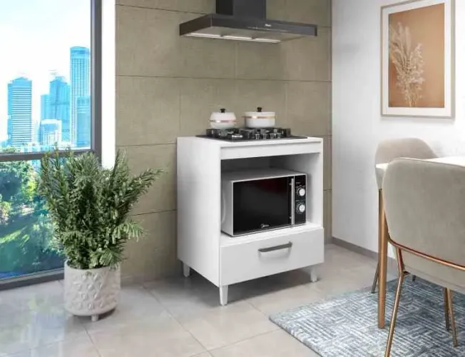 2484.2-Balcao CookTop Jade 4 Bocas 1N1G Branco Moveis Paraná sr
