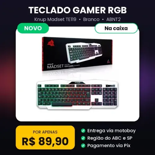 Teclado Gamer Knup Madset TE119 Branco RGB - NOVO na caixa