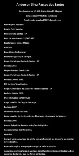 Disponível para Trabalhar