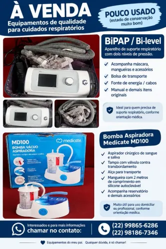 Aparelhos respiratórios pouco usados para venda