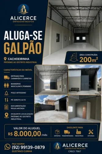 ALUGO GALPÃO DE 200 M2 NA CACHOEIRINHA