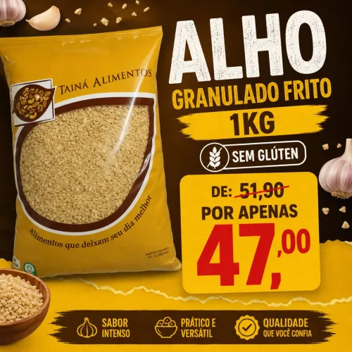ALHO GRANULADO FRITO 1KG SEM GLÚTEN 