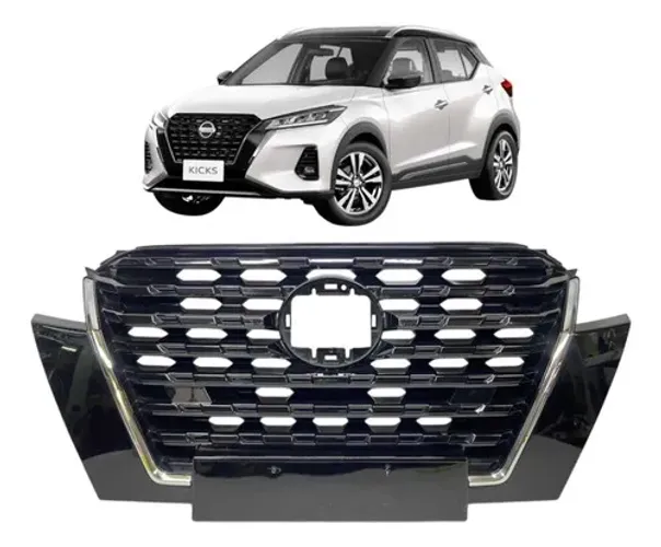 Grade Frontal Nissan Kicks 2021 A 2024 Original Preto Brilhante