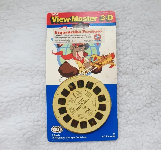 Cartela lacrada com discos para view Master 3D da Estrela anos 90 Esquadrilha Parafuso