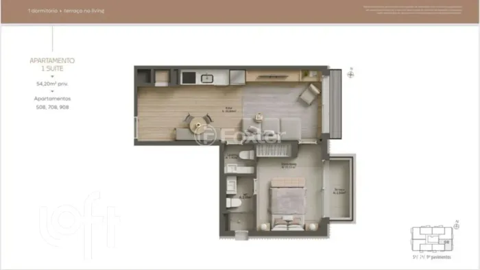 Apartamento à venda em Moinhos de Vento com 54 m², 1 quarto, 1 suíte, 1 vaga