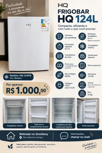Frigobar HQ 124 litros branco 2 meses de uso 