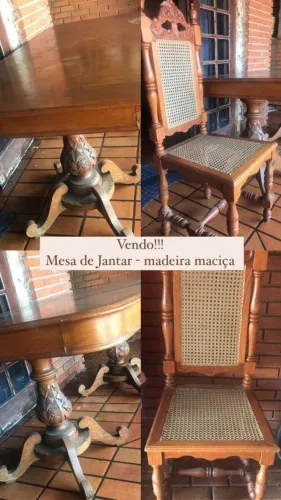 Mesa de jantar de madeira maciça