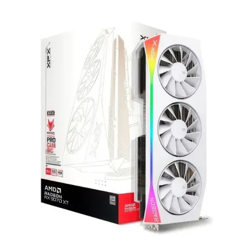 Placa de Video XFX Radeon RX 9070 XT Mercury White OC Gaming Edition, 16GB, GDDR6