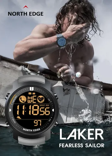 Incrível!! Relógio North Edge LAKER. Smartwatch militar prova d'água total.