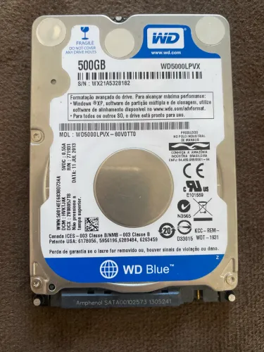HD 500GB WD Blue por R$80