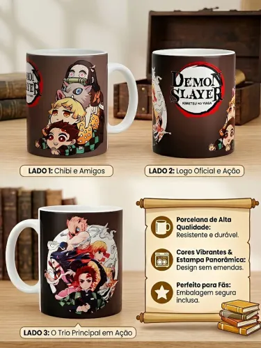 Caneca do Demon Slayer 325ml de cerâmica