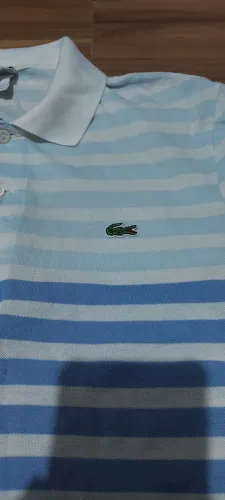 Polo Lacoste Original - Listrada em Tons de Azul