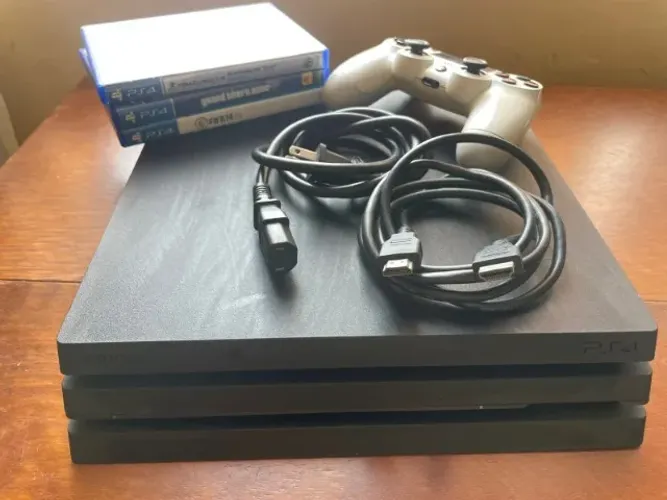 PS4 Pro 1TB + 3 Jogos + Controle Original - Completo