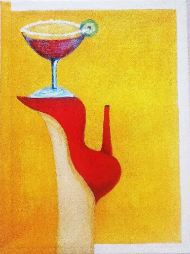 Pintura acrílica sobre tela/ Scarpin carmim