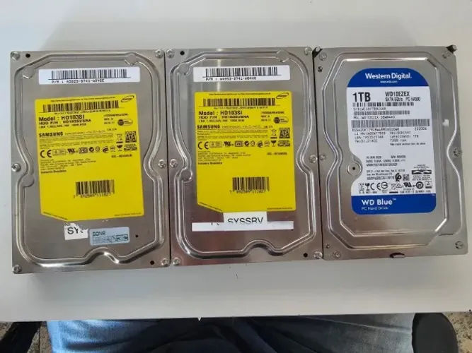 Kit 3 HDs 1TB SATA - Todos Saudáveis (SMART OK) - WD + Samsung