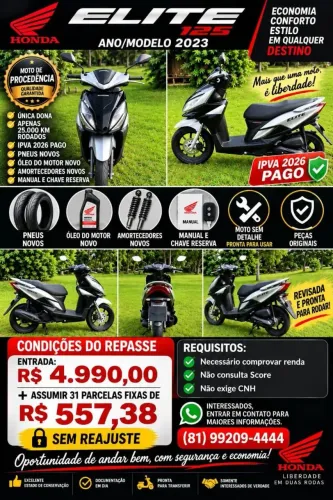 Repasse Elite 125 cc Única Dono Extra 2023