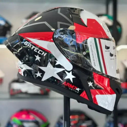 Capacete  GP TECH SENSE ARMY PRETO VERM 12X NO CARTÃO