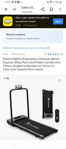 Esteira eletrica portatil
