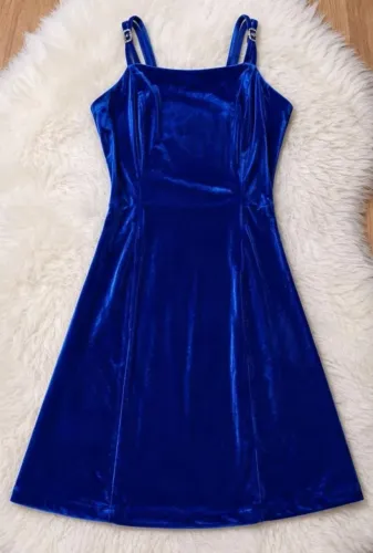 ? Vestido Longo Azul Royal em Veludo ?