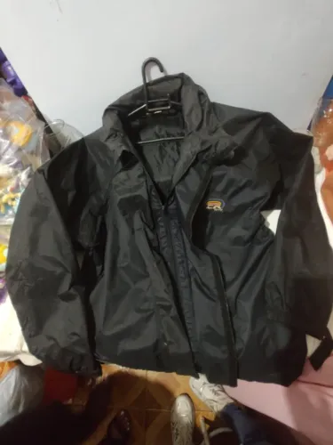 Casaco de Capa de Chuva Preto Tamanho M