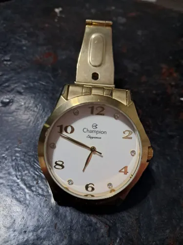 Relogio pulso feminino champion eleganc otimo estado dourado funcionando