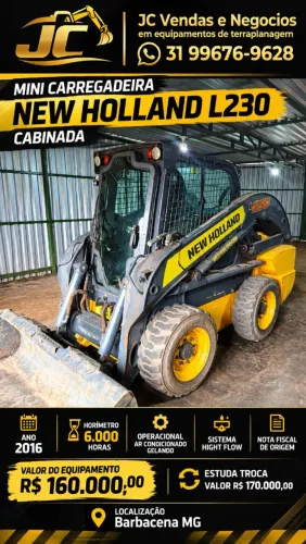 Mini Carregadeira New Holland L230 Cabinada