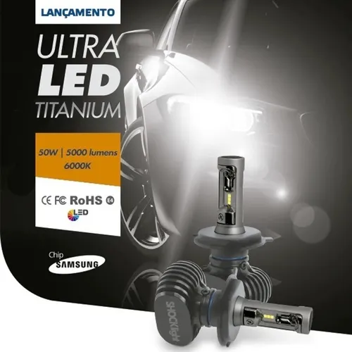 Kit Ultra Led Shock Light Titanium H7 6000k 10000 Lumens Par