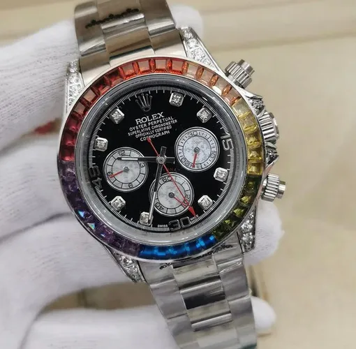 Relógio Rolex Daytona Raimbow Prata Novo