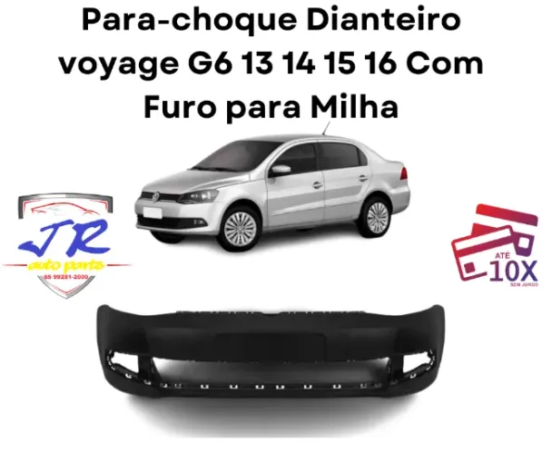 Para-choque Dianteiro Voyage G8 2018 2019 2020 Preto Liso com Furo para Milha